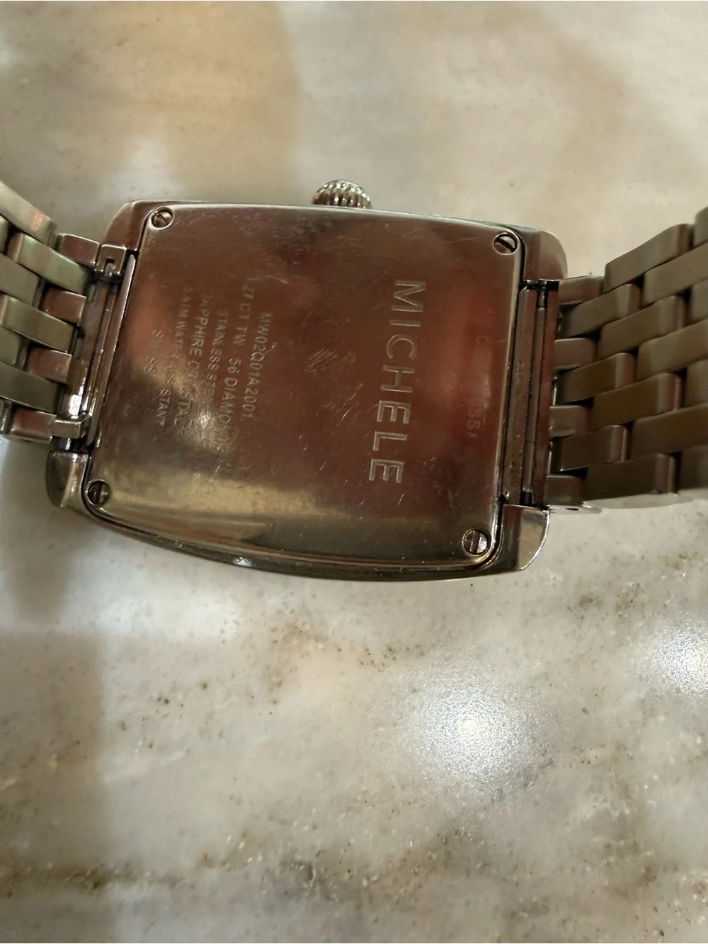 Michele Silver-Tone Diamond Bezel Bracelet Watch